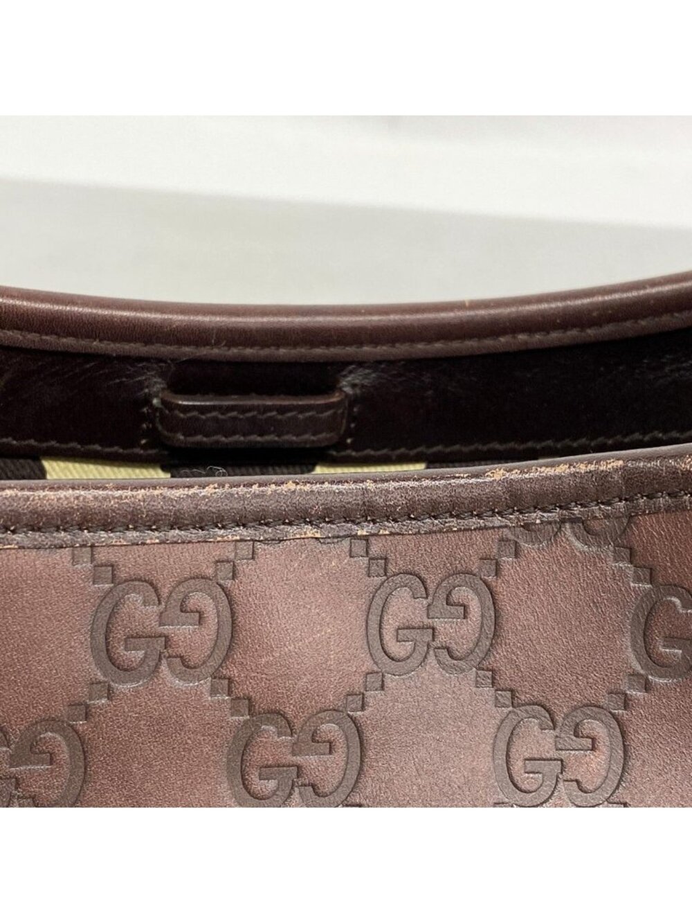 Gucci Shoulder Bag Guccissima Leather Dark Brown Chien Pants Gold - Picture 7 of 10